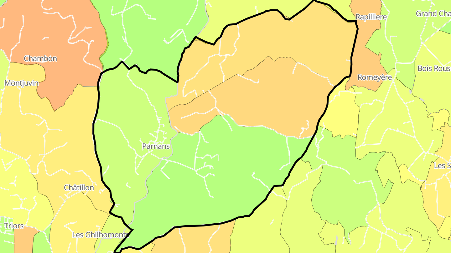 Carte des prix de l'immobilier Parnans