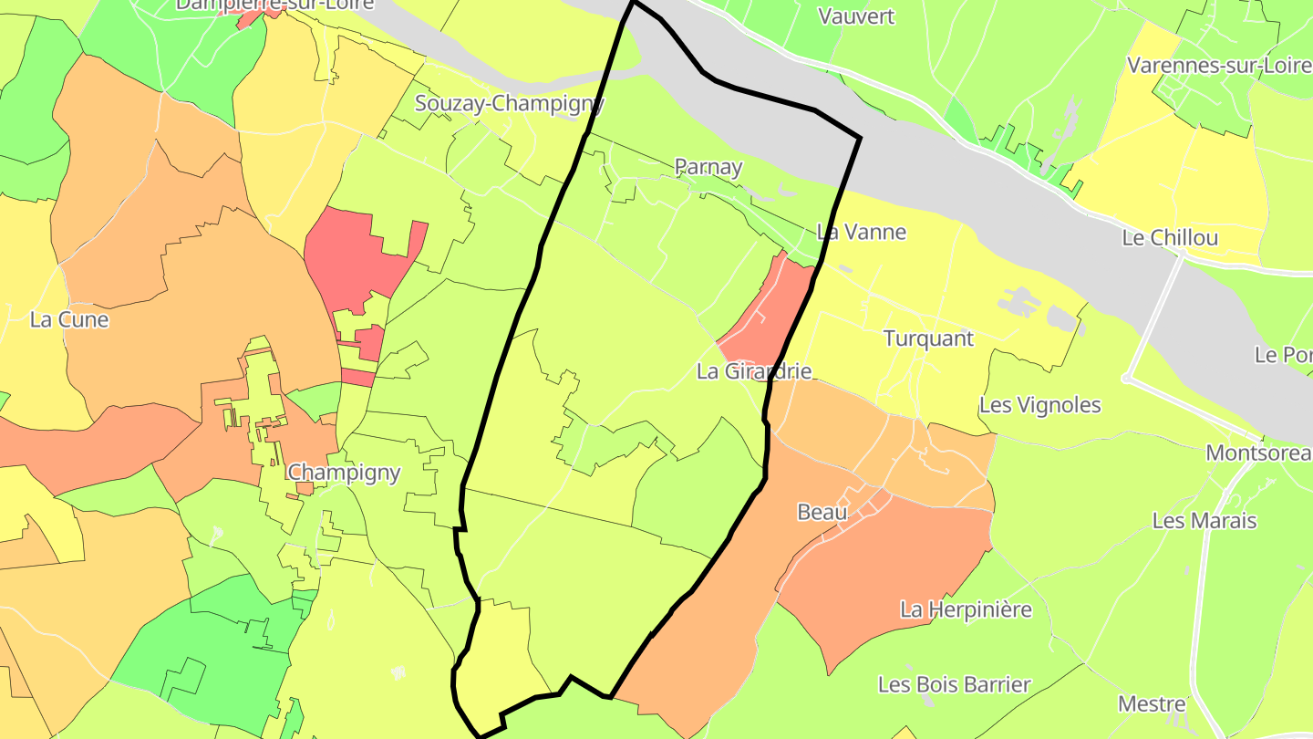 Carte des prix de l'immobilier Parnay