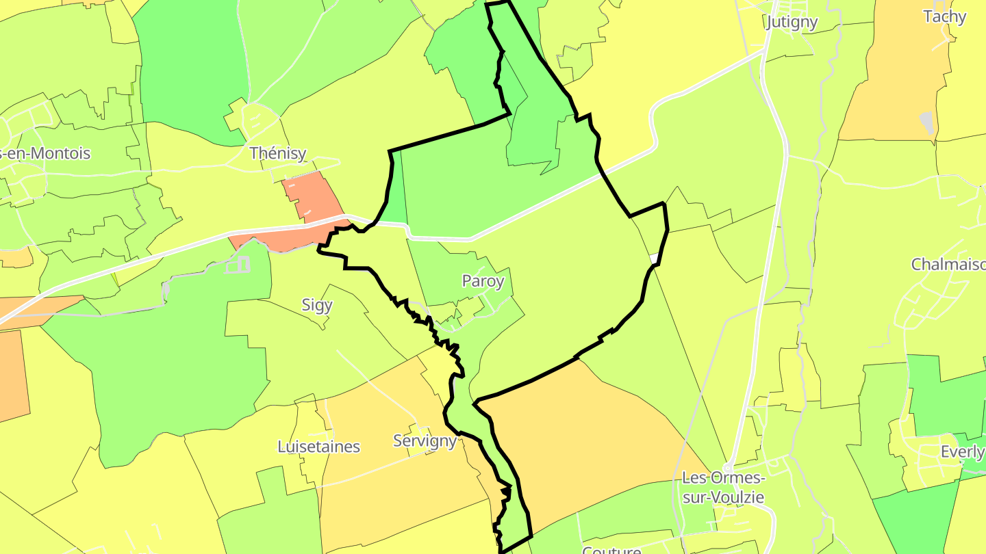 Carte des prix de l'immobilier Paroy