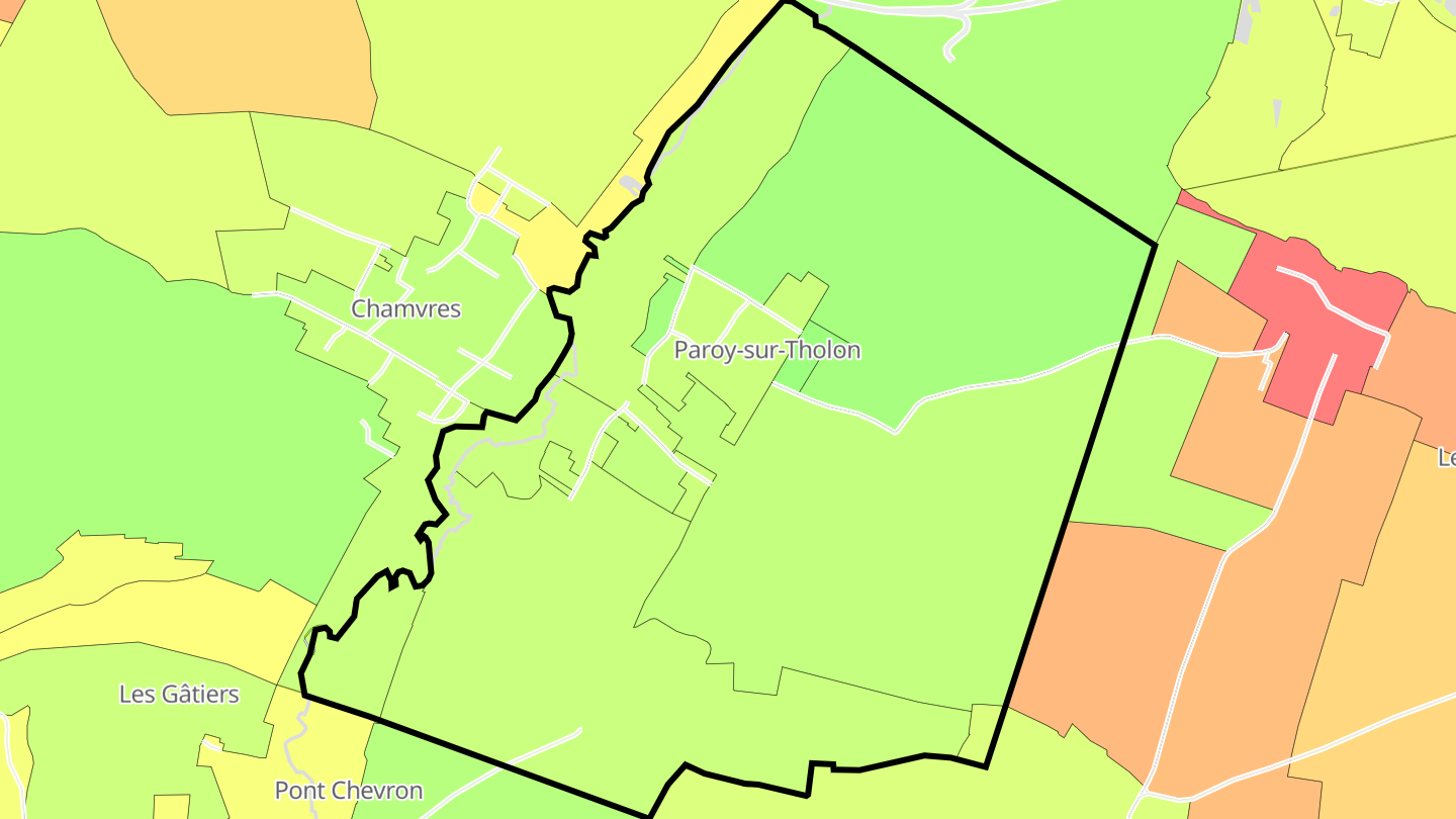 Carte des prix de l'immobilier Paroy-sur-Tholon