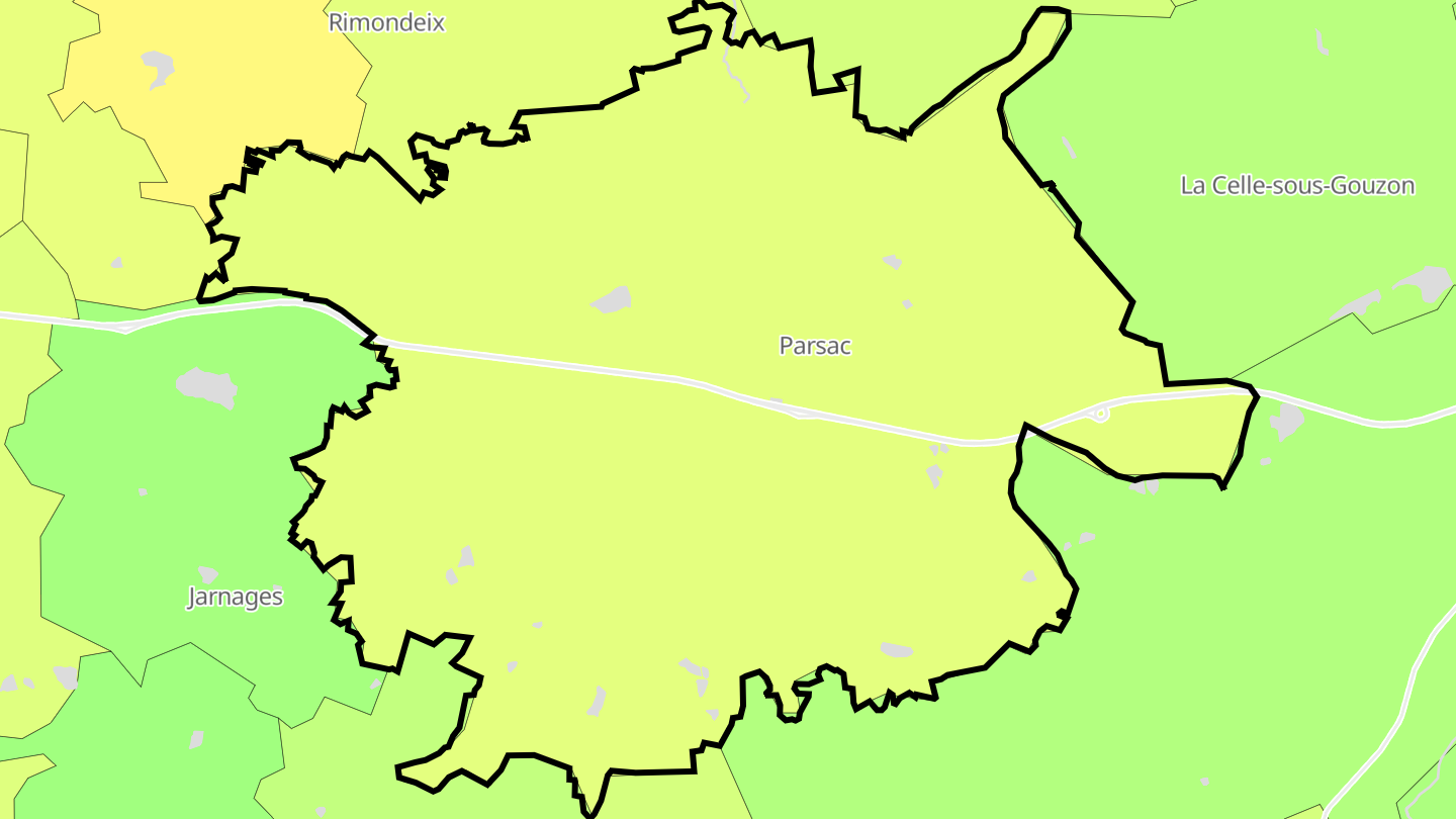 Carte des prix de l'immobilier Parsac