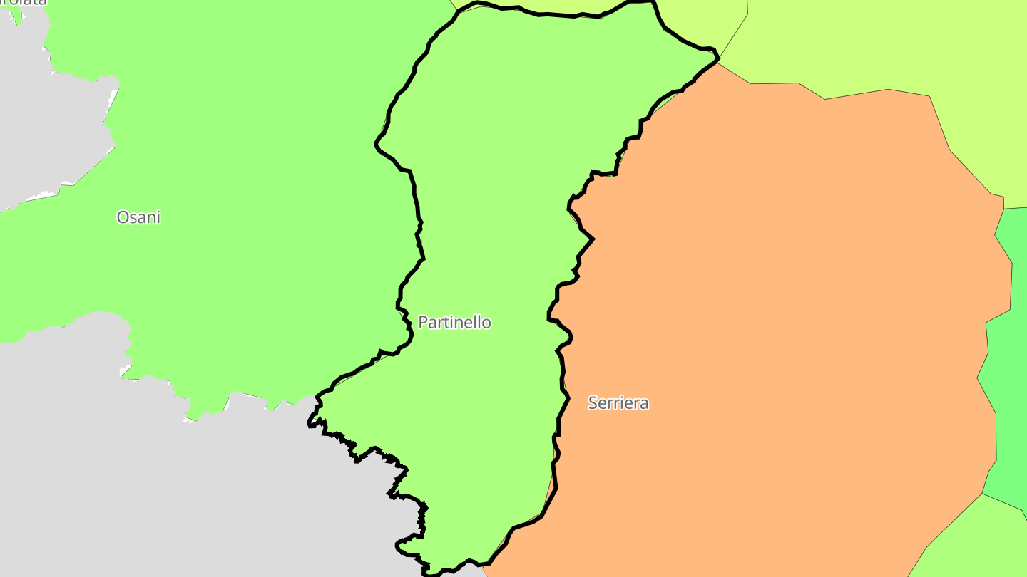 Carte des prix de l'immobilier Partinello