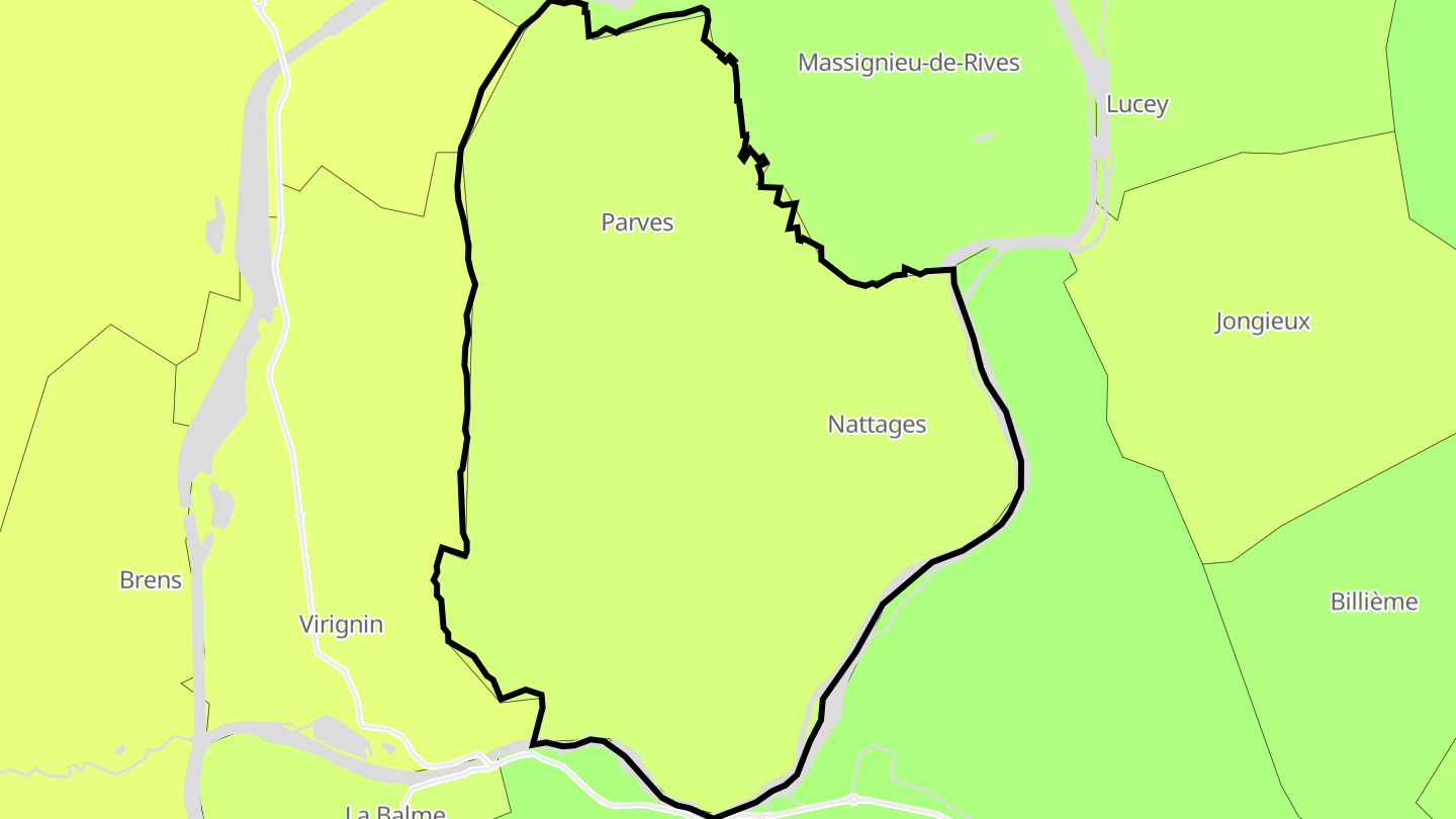 Carte des prix de l'immobilier Parves-et-Nattages