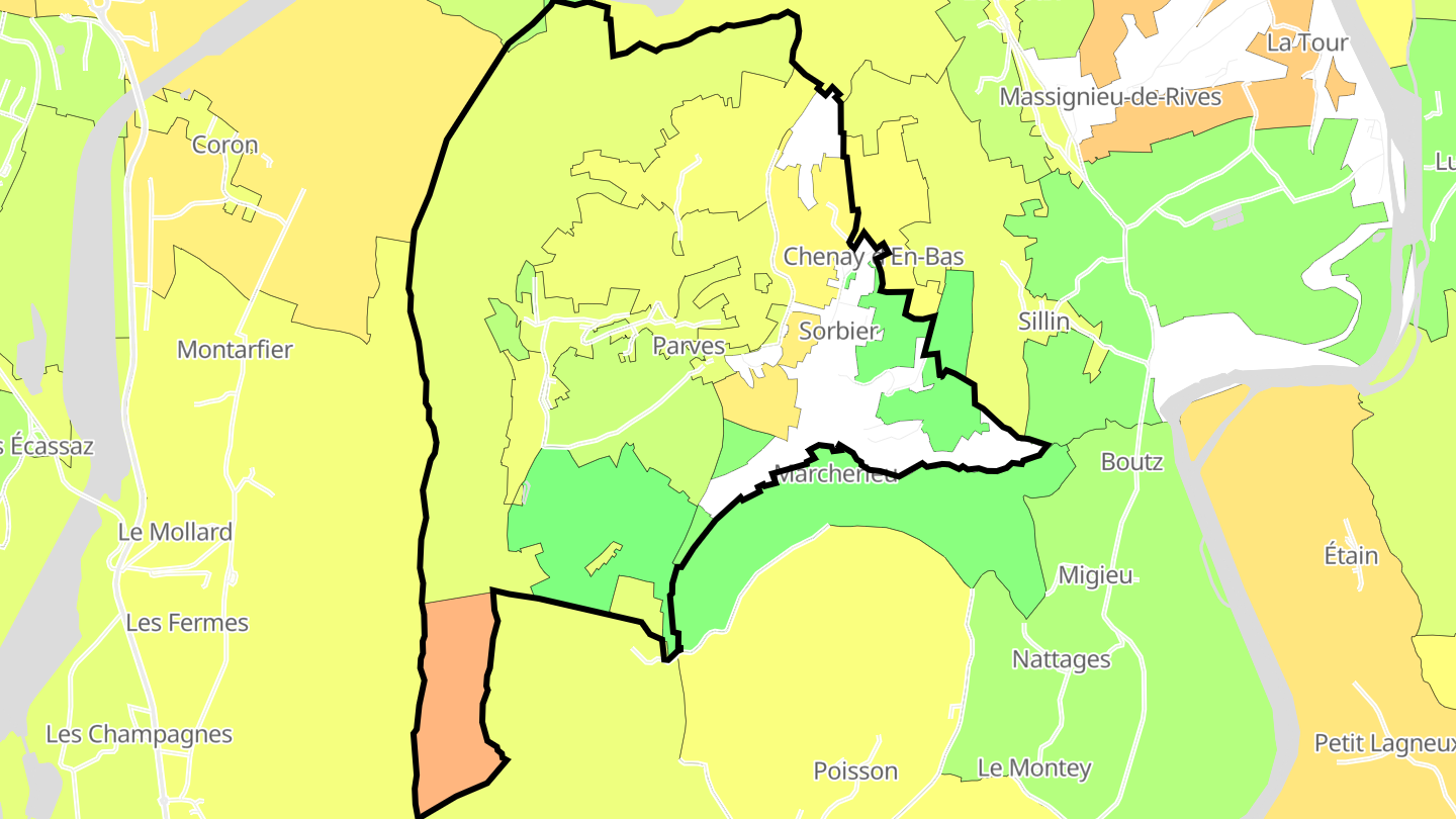 Carte des prix de l'immobilier Parves