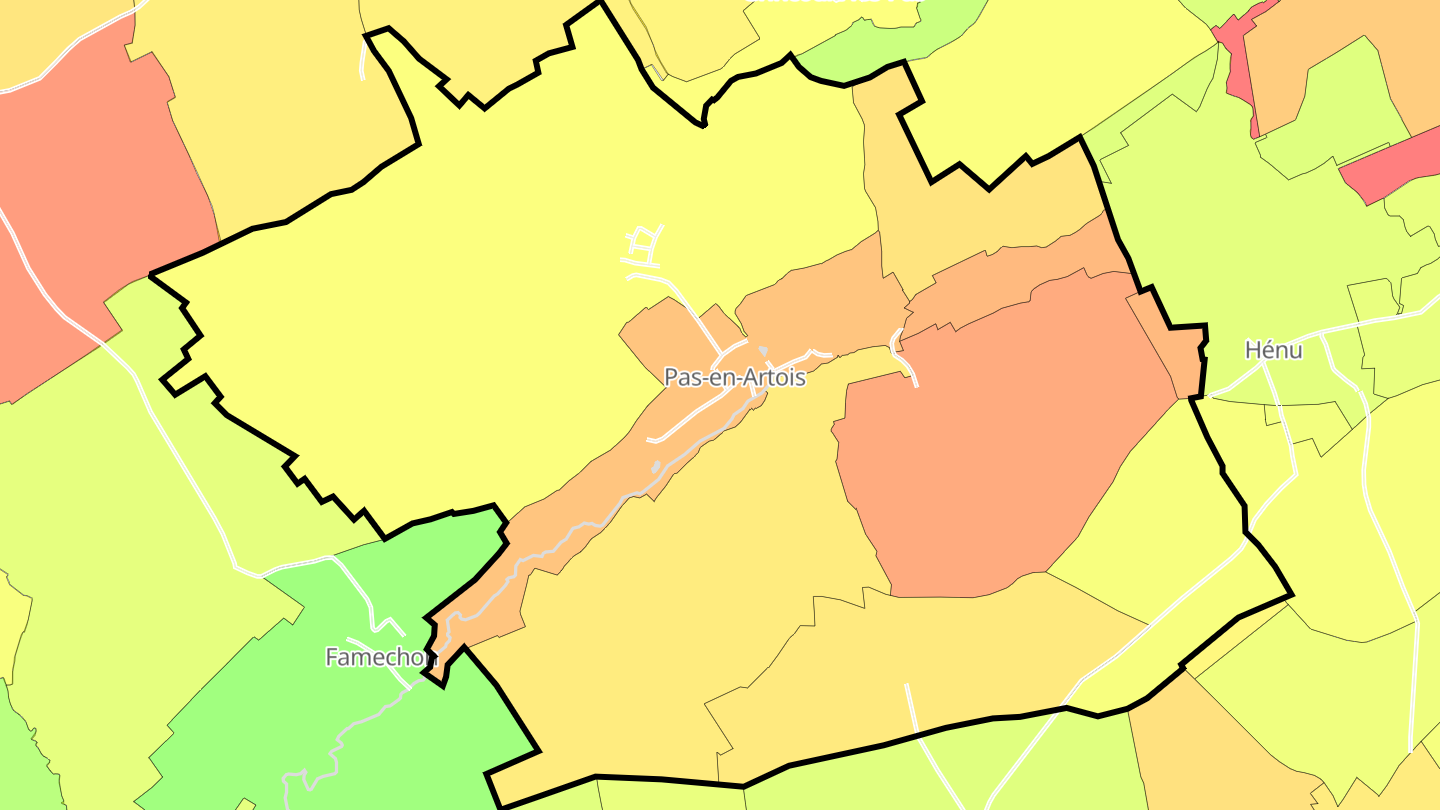 Carte des prix de l'immobilier Pas-en-Artois