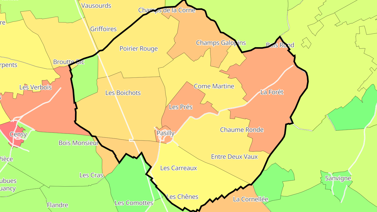 Carte des prix de l'immobilier Pasilly