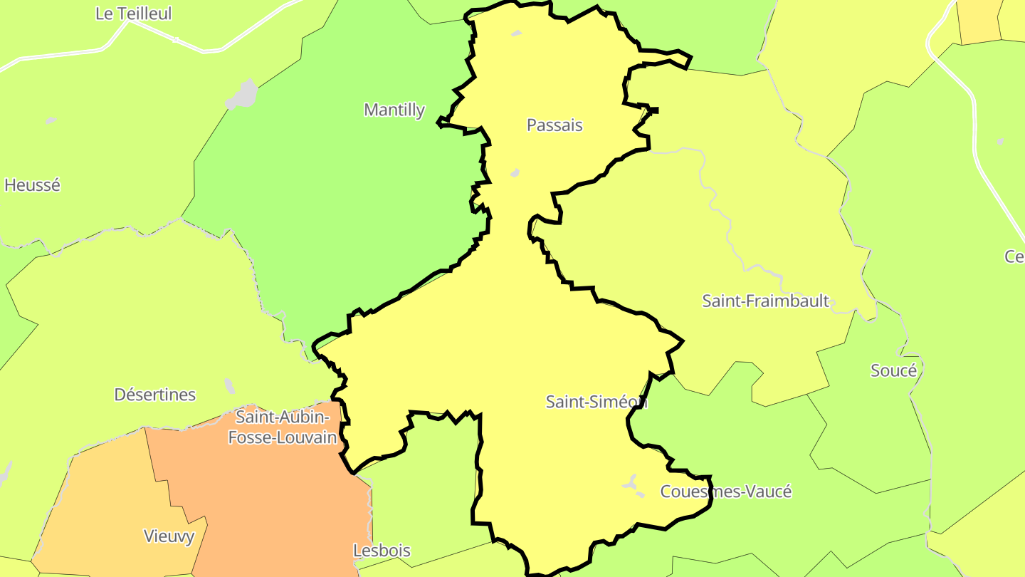 Carte des prix de l'immobilier Passais-Villages