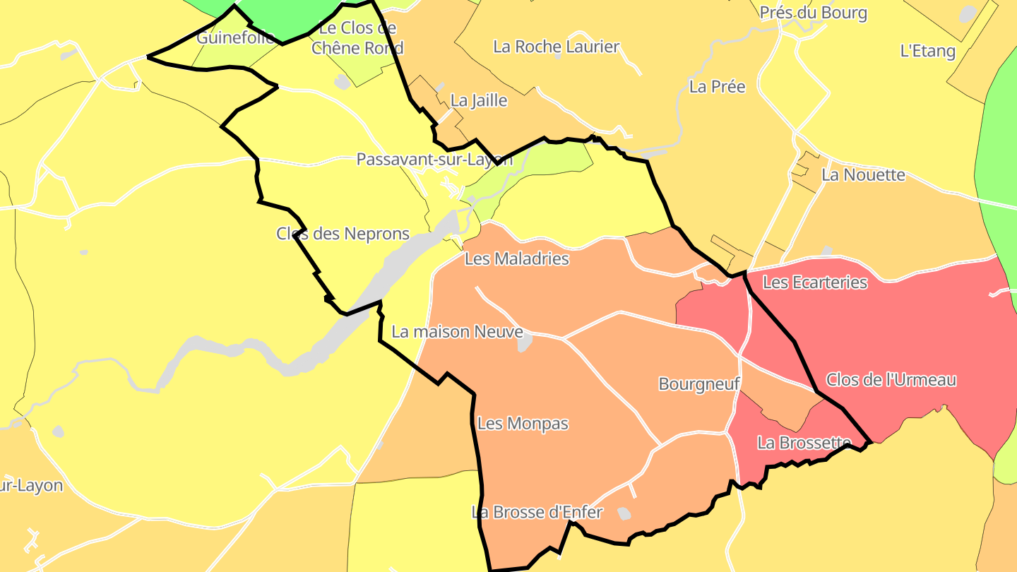 Carte des prix de l'immobilier Passavant-sur-Layon