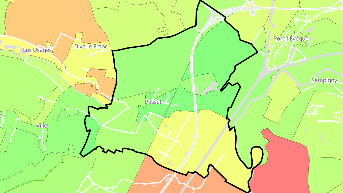 Carte des prix de l'immobilier Passel