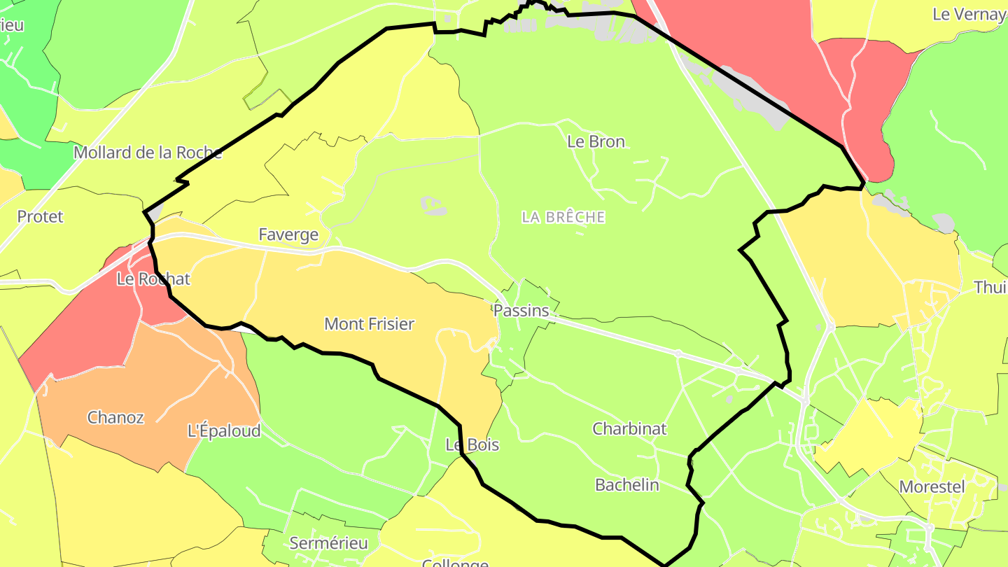 Carte des prix de l'immobilier Passins