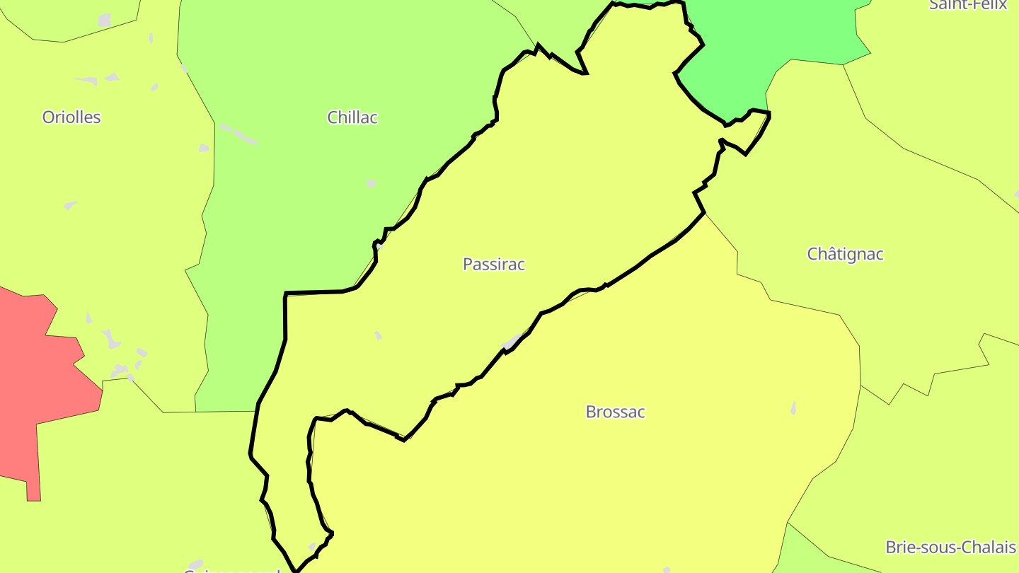 Carte des prix de l'immobilier Passirac