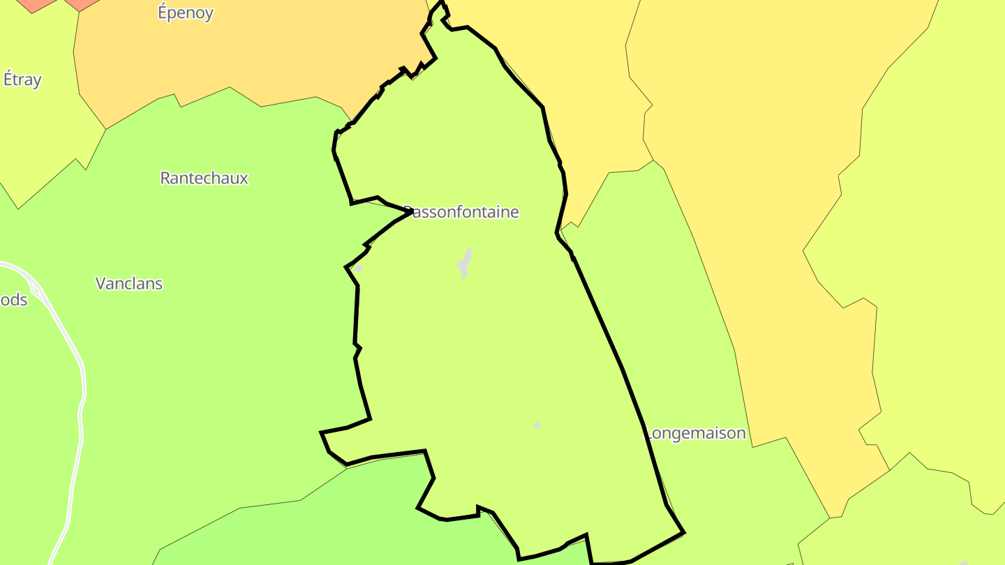 Carte des prix de l'immobilier Passonfontaine