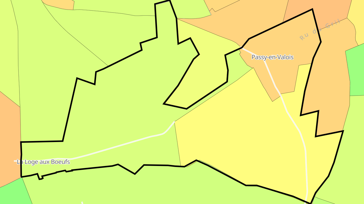 Carte des prix de l'immobilier Passy-en-Valois