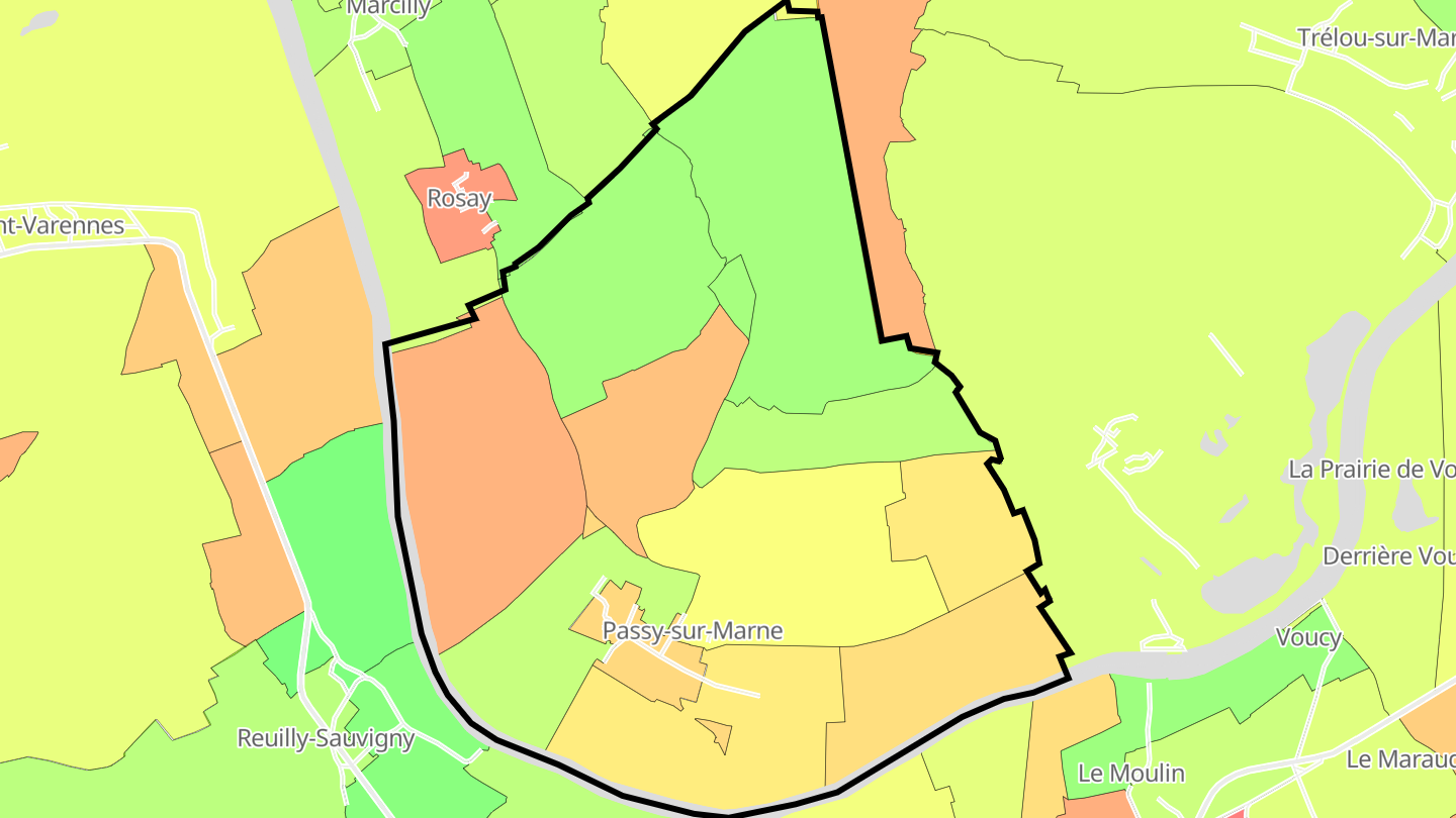 Carte des prix de l'immobilier Passy-sur-Marne
