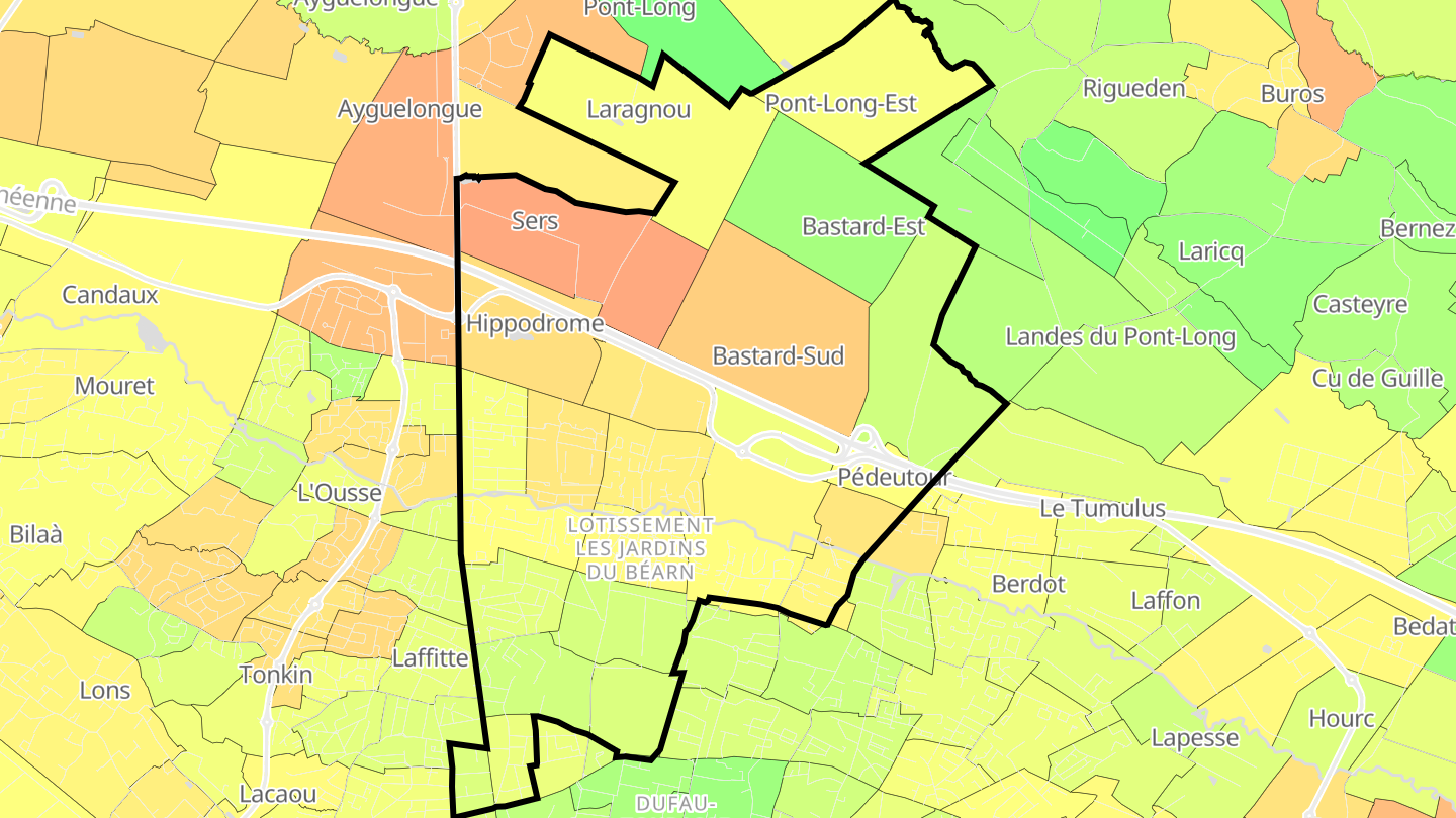 Carte des prix de l'immobilier Pau Nord