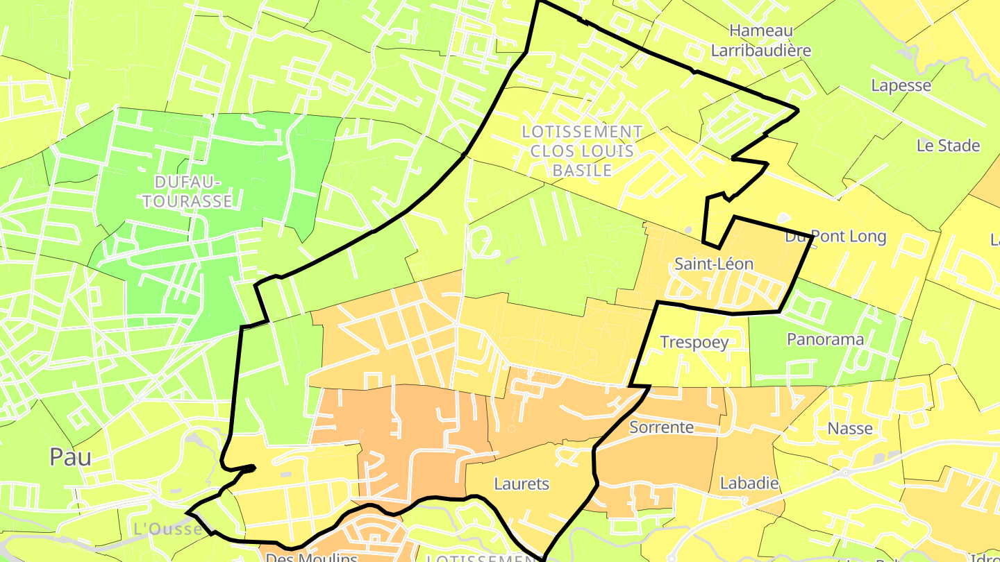 Carte des prix de l'immobilier Pau Sud