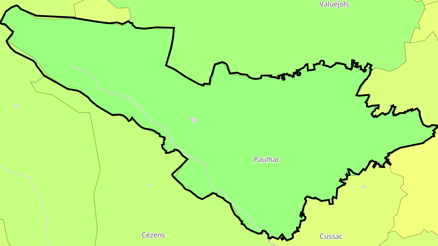 Carte des prix de l'immobilier Paulhac