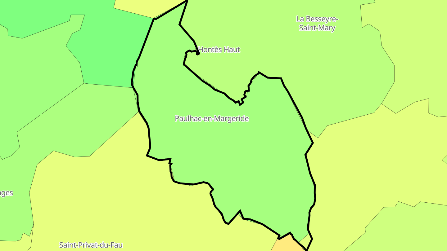 Carte des prix de l'immobilier Paulhac-en-Margeride