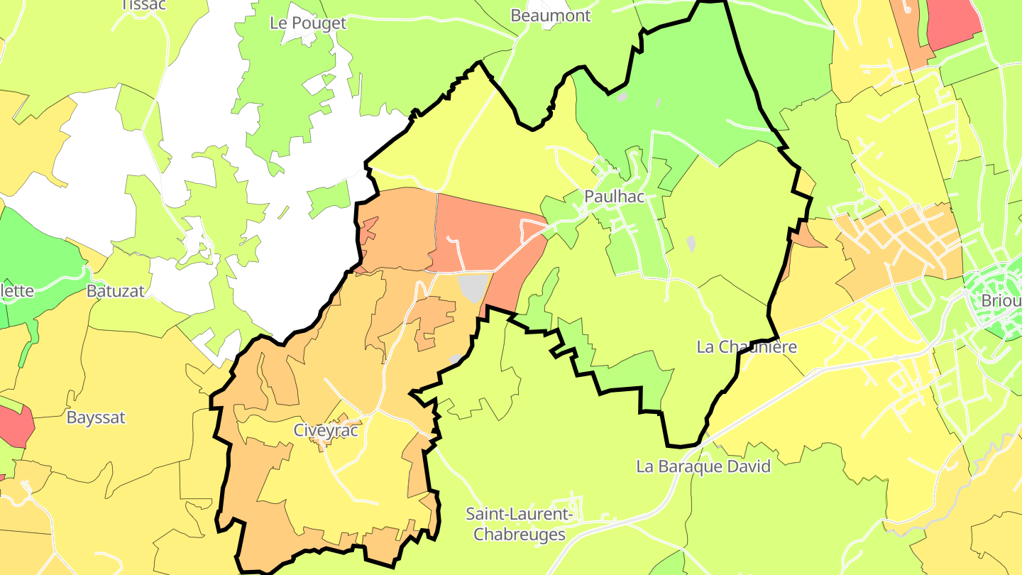 Carte des prix de l'immobilier Paulhac