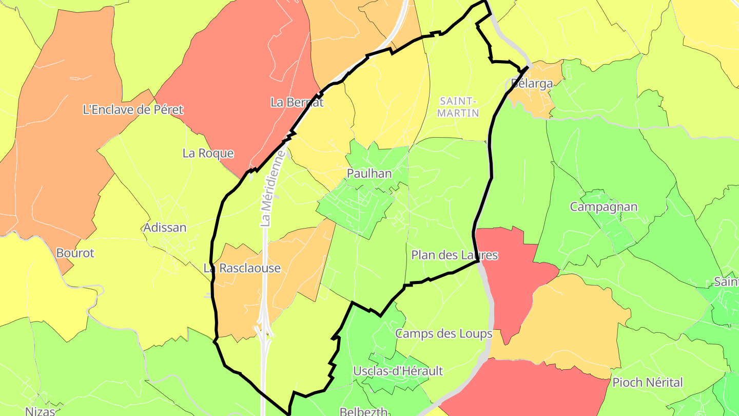 Carte des prix de l'immobilier Paulhan