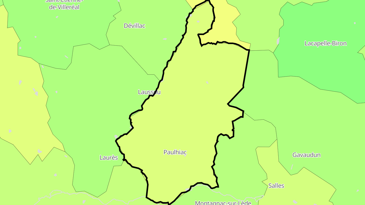 Carte des prix de l'immobilier Paulhiac