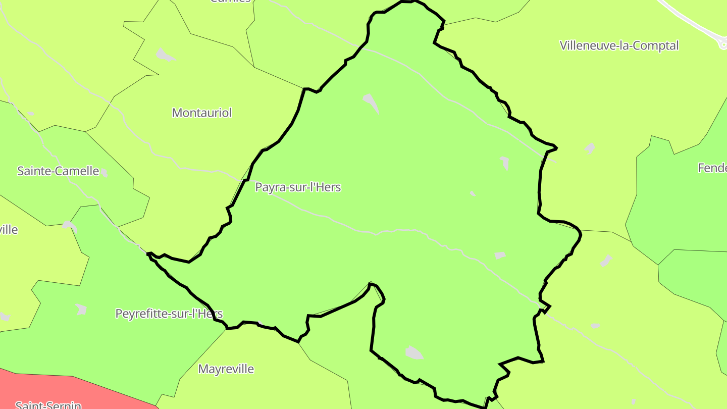 Carte des prix de l'immobilier Payra-sur-l'Hers