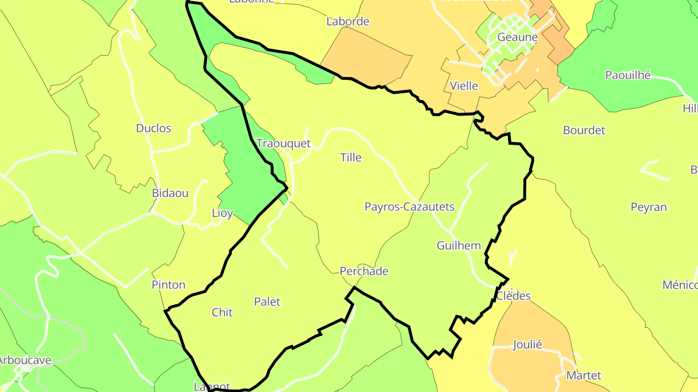 Carte des prix de l'immobilier Payros-Cazautets