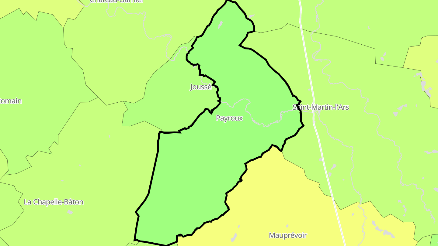 Carte des prix de l'immobilier Payroux