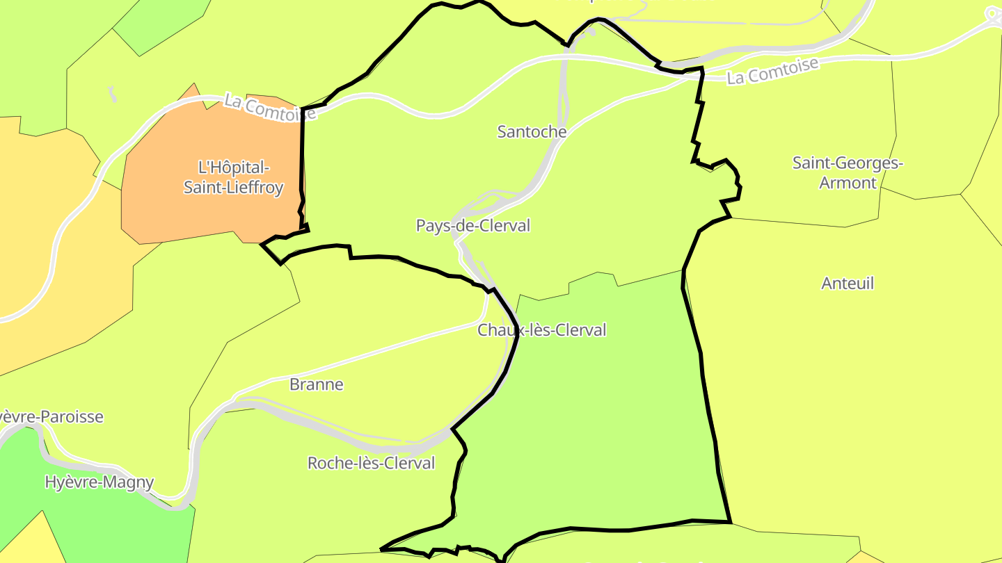 Carte des prix de l'immobilier Pays-de-Clerval