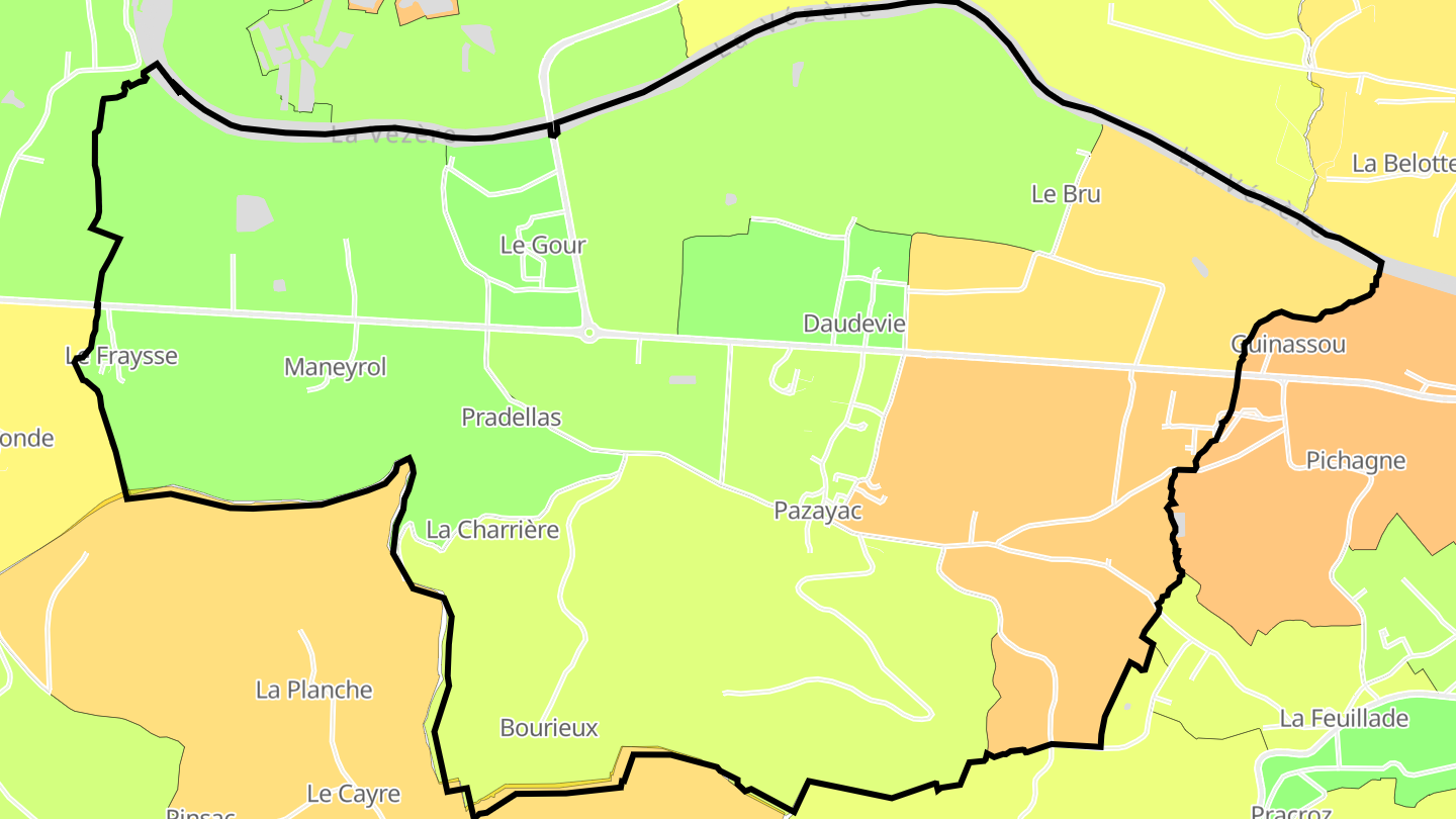 Carte des prix de l'immobilier Pazayac