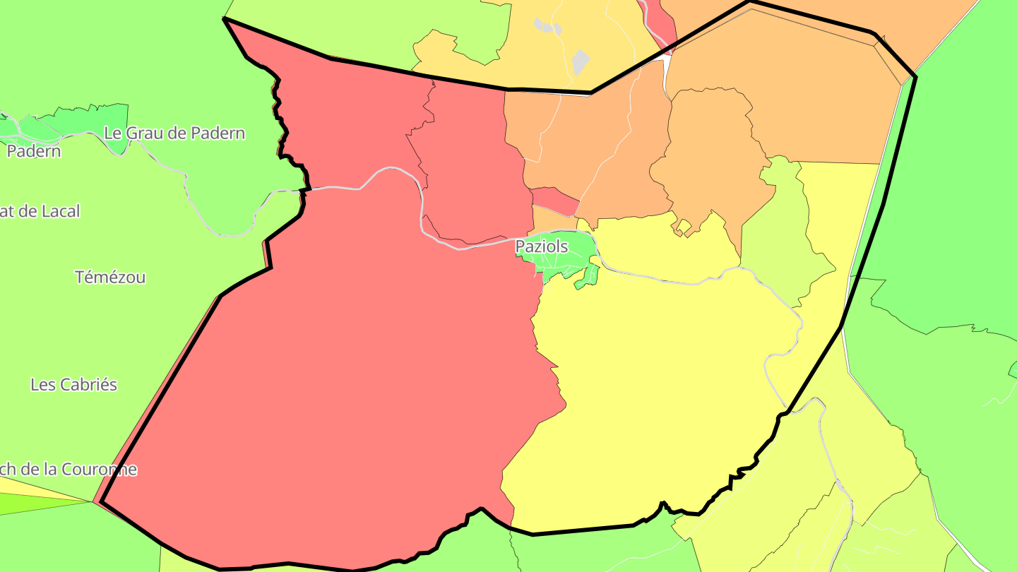 Carte des prix de l'immobilier Paziols