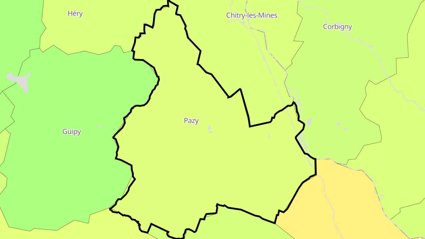 Carte des prix de l'immobilier Pazy