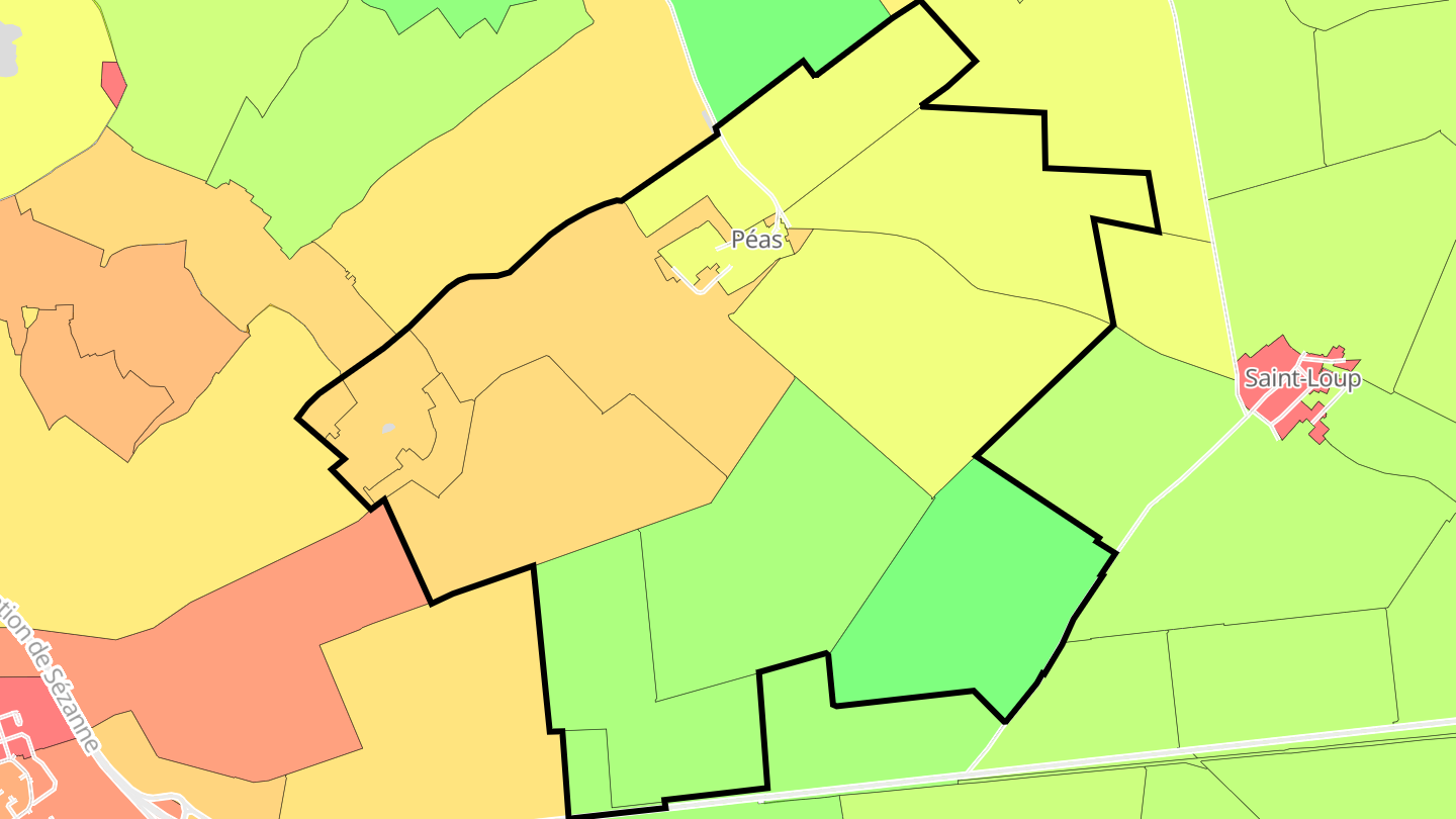 Carte des prix de l'immobilier Péas