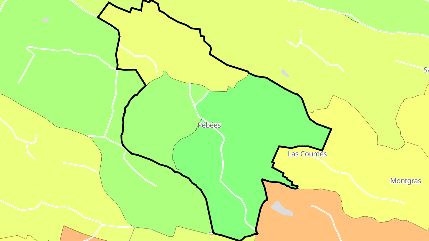 Carte des prix de l'immobilier Pébées