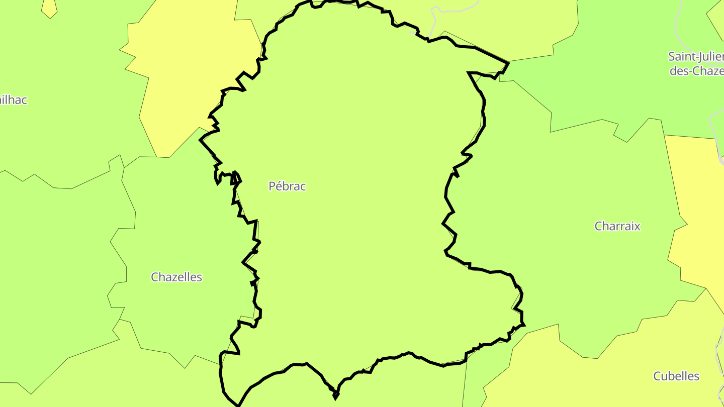 Carte des prix de l'immobilier Pébrac