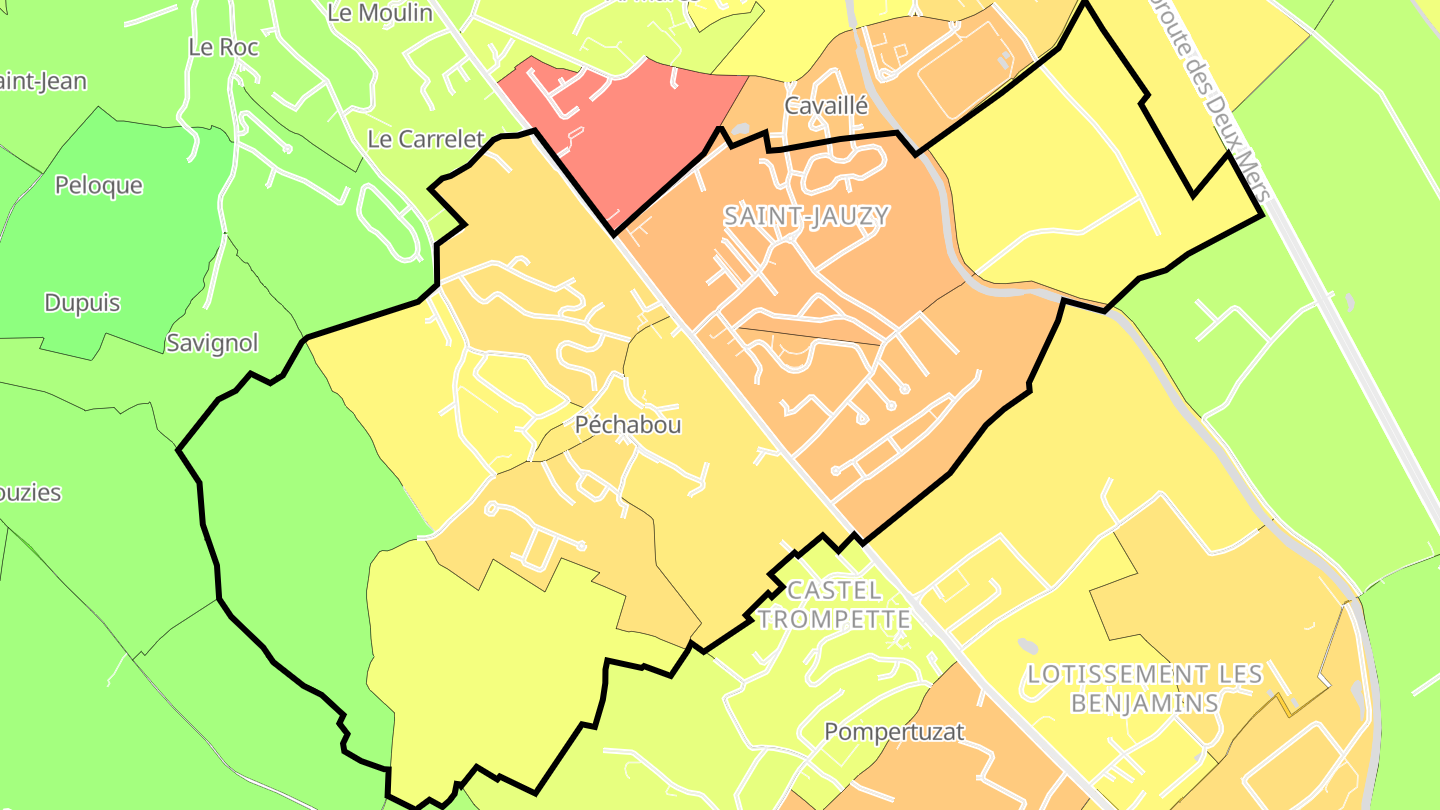 Carte des prix de l'immobilier Péchabou