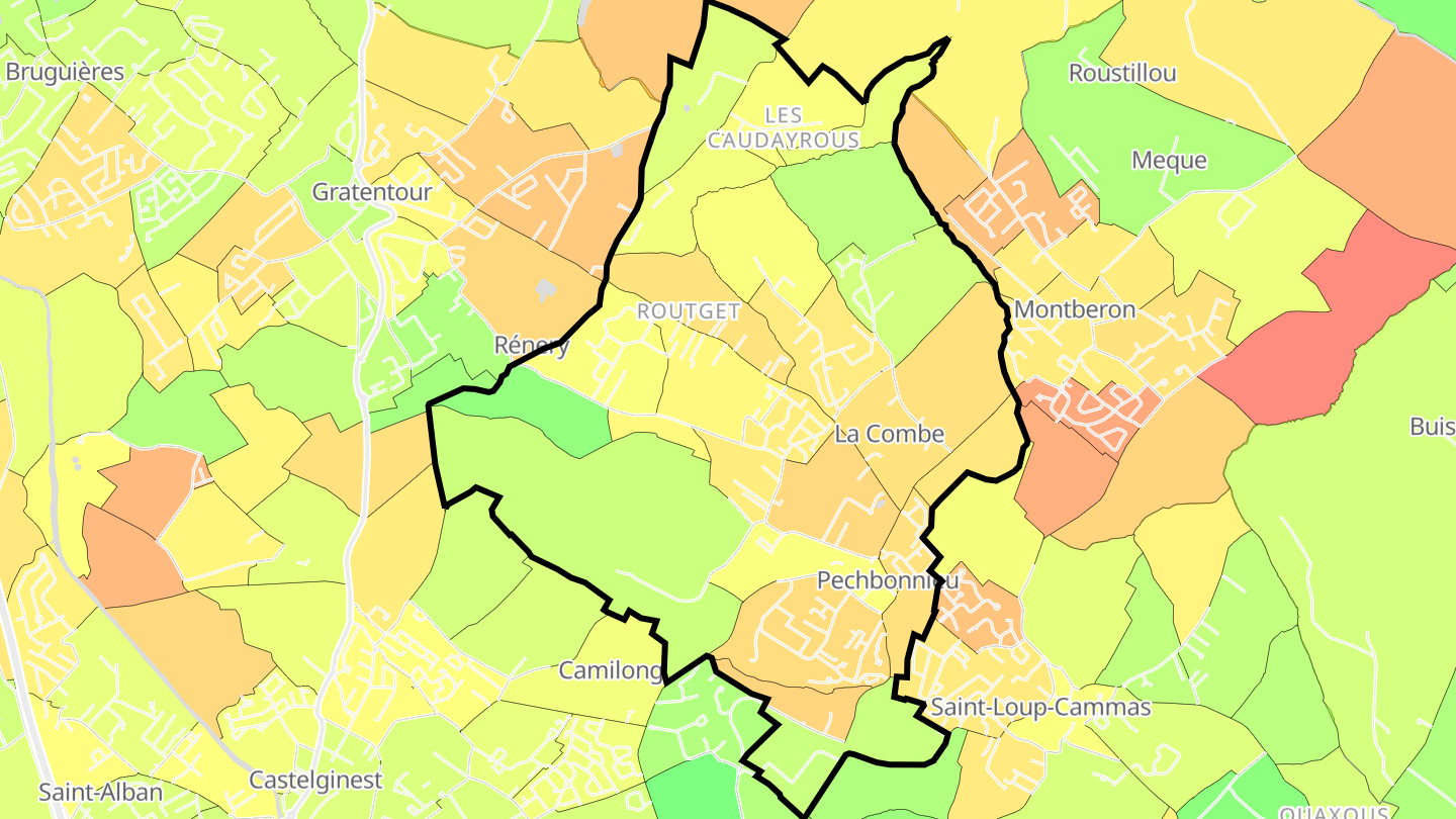Carte des prix de l'immobilier Pechbonnieu