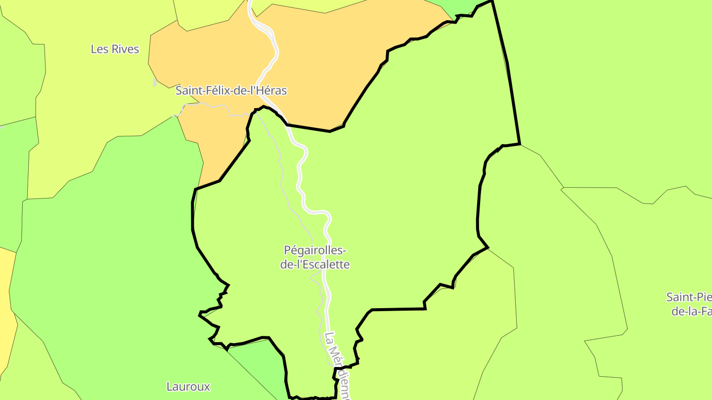 Carte des prix de l'immobilier Pégairolles-de-l'Escalette