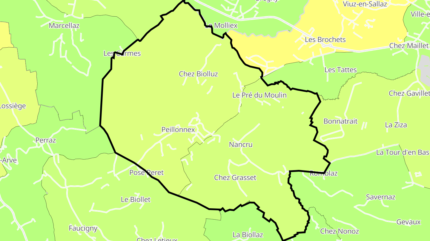Carte des prix de l'immobilier Peillonnex