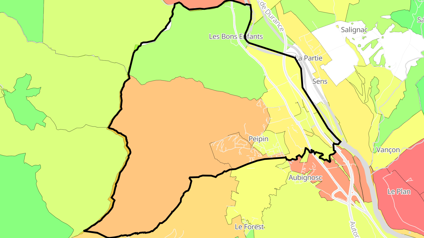 Carte des prix de l'immobilier Peipin