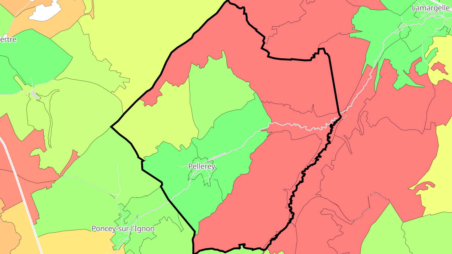 Carte des prix de l'immobilier Pellerey