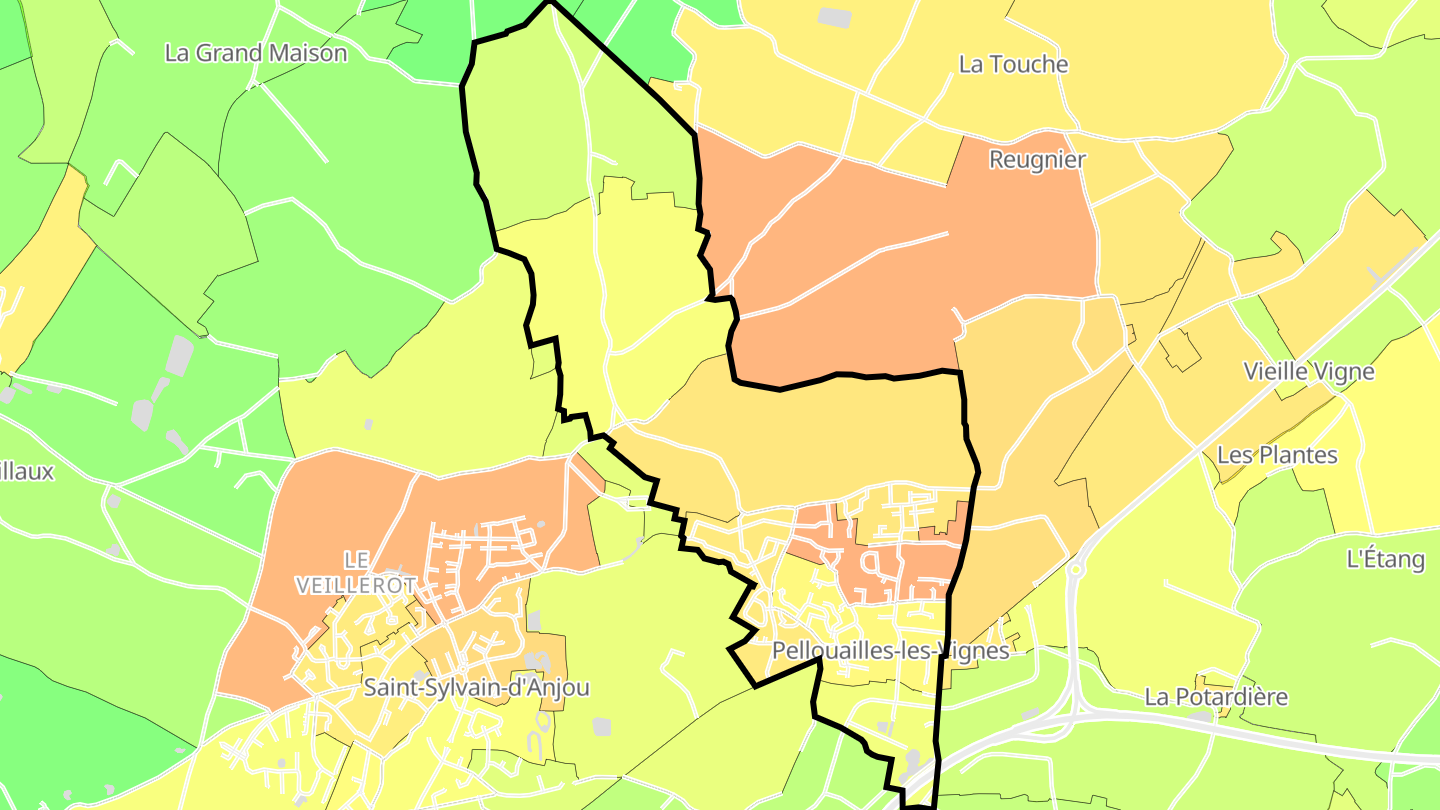 Carte des prix de l'immobilier Pellouailles-les-Vignes