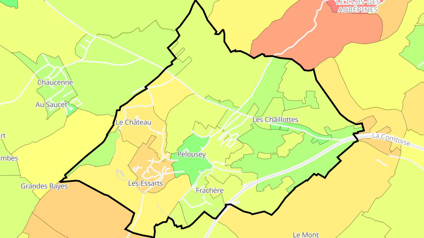Carte des prix de l'immobilier Pelousey