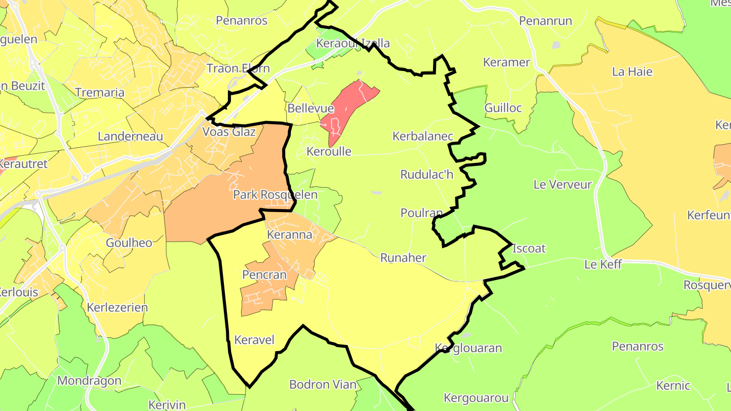 Carte des prix de l'immobilier Pencran