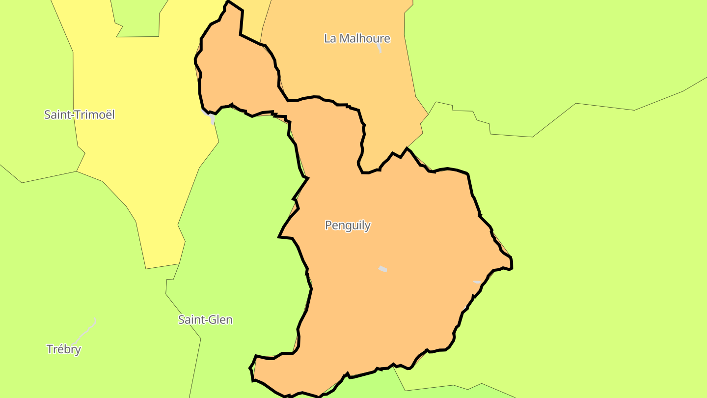 Carte des prix de l'immobilier Penguily