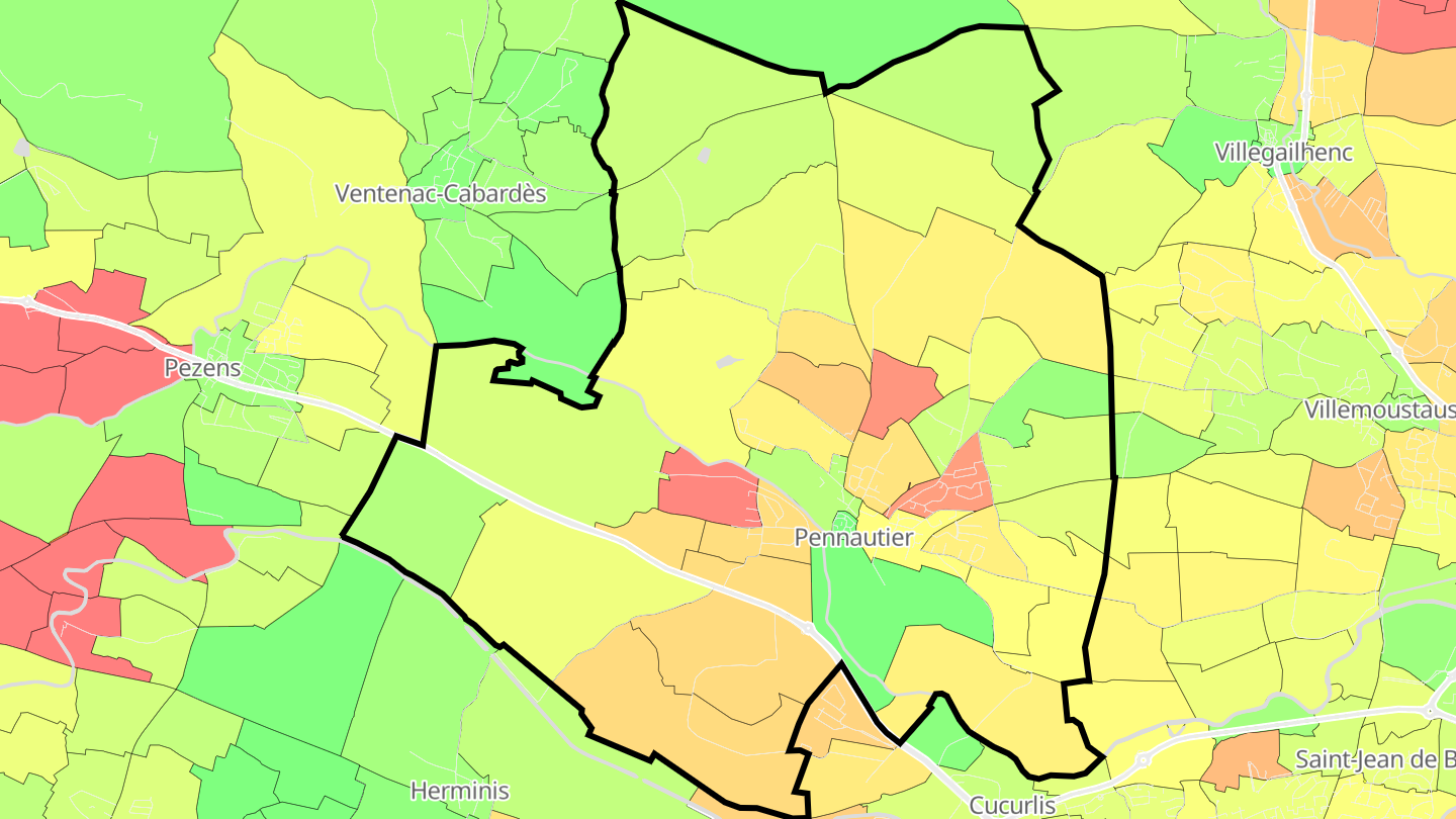 Carte des prix de l'immobilier Pennautier