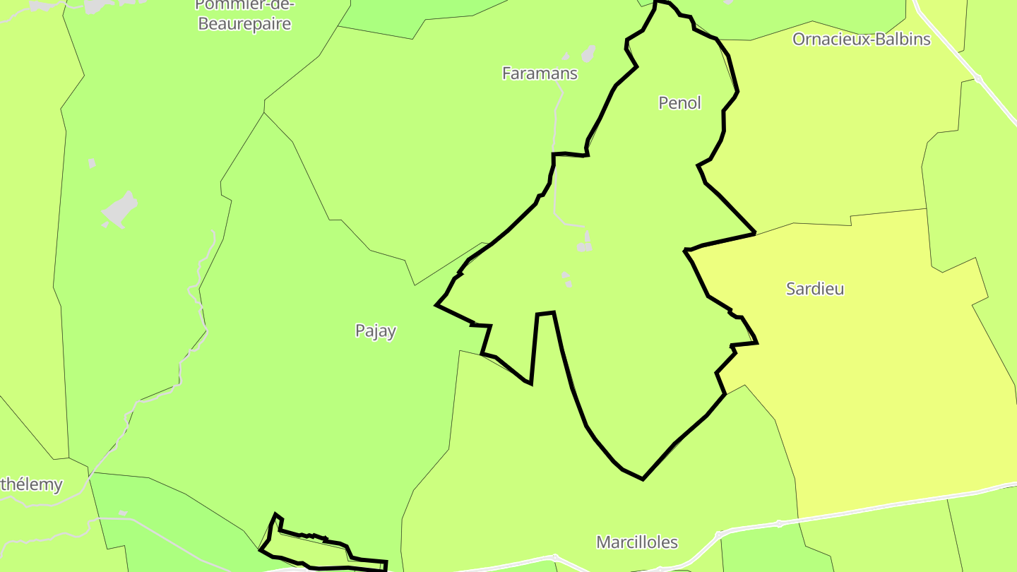 Carte des prix de l'immobilier Penol