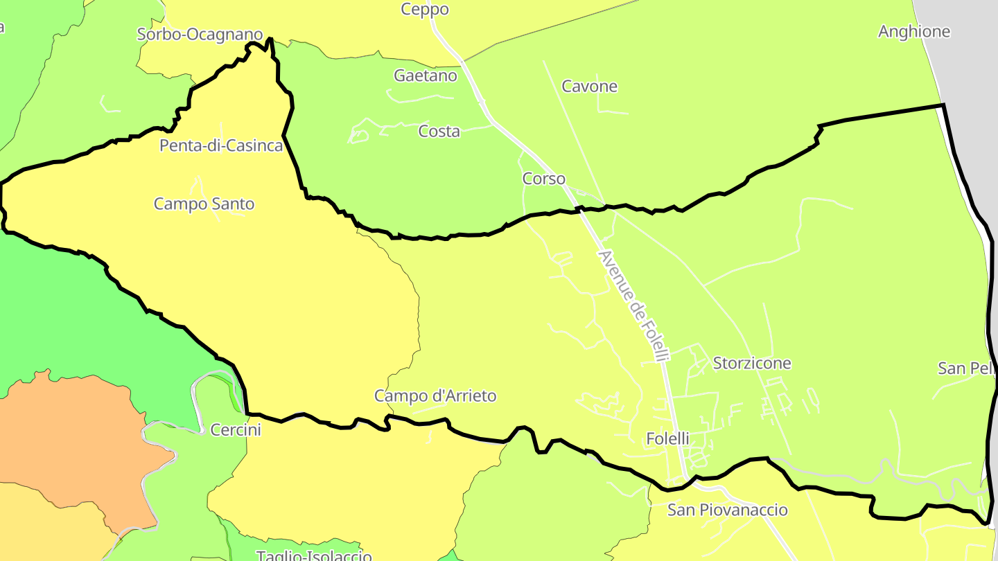 Carte des prix de l'immobilier Penta-di-Casinca