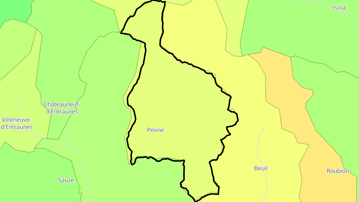 Carte des prix de l'immobilier Péone