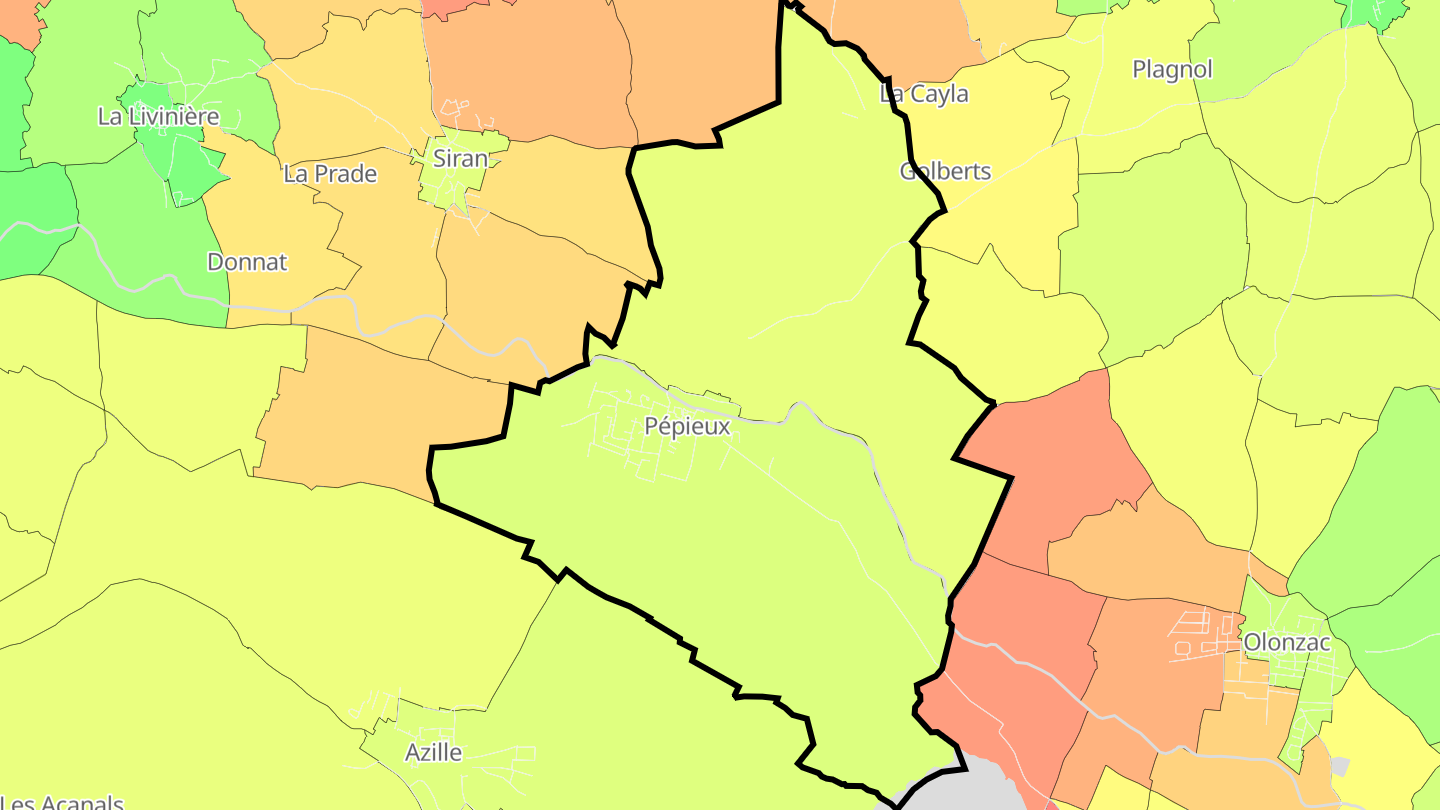 Carte des prix de l'immobilier Pépieux